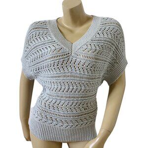 White House Black Market Light Gray V-Neck Sweater